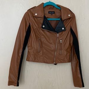Crop Brown Leather Jacket